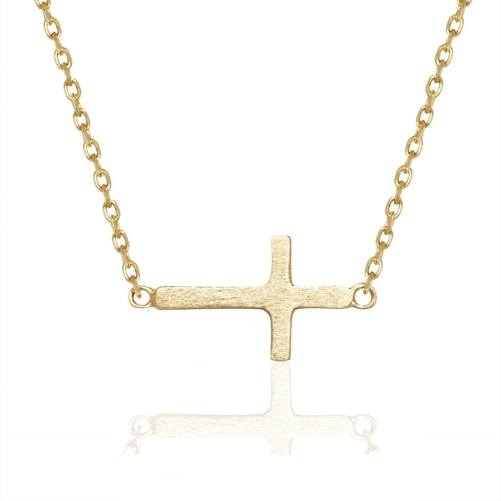 14K Yellow/White/Rose Gold Cross Pendant Necklace